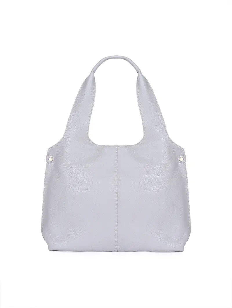 Borsa Shopper In Pelle Di Cervo Grigio Perla