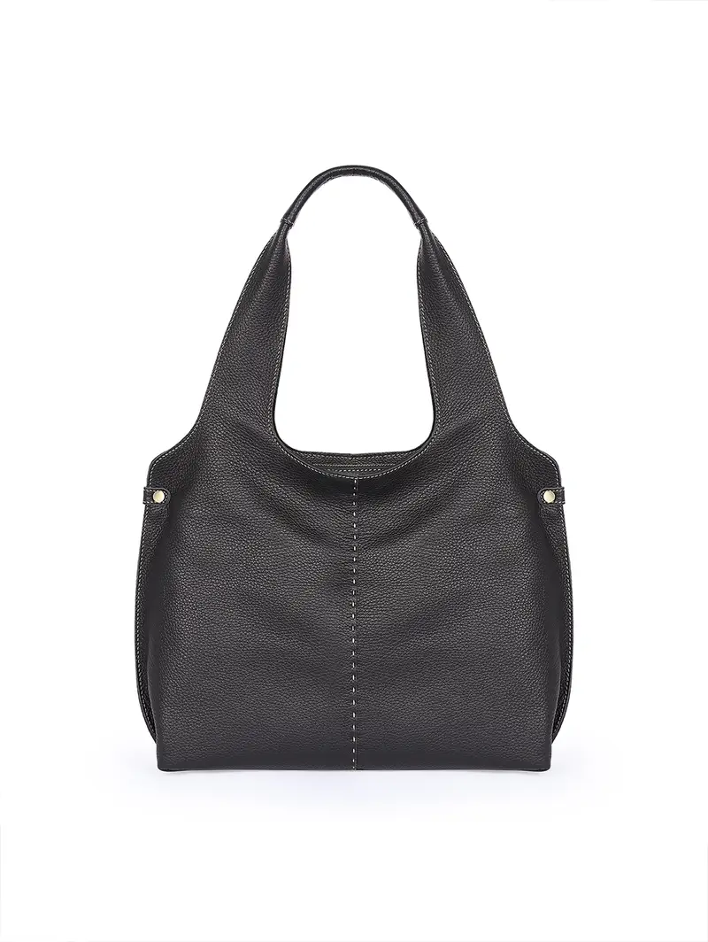 Borsa Shopper In Pelle Di Cervo Nera Nero