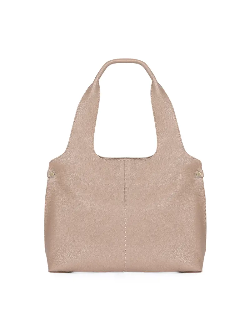 Borsa Shopper In Pelle Di Cervo Taupe Beige