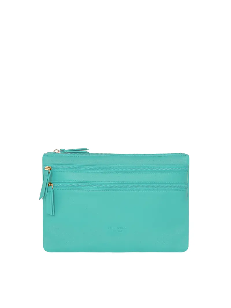 Borsa Tracolla In Pelle Verde Acqua Azzurro