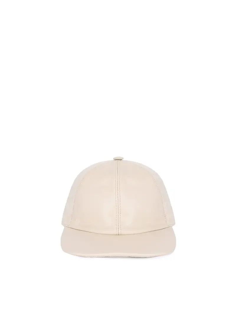 Cappello Baseball In Pelle Cipria Beige