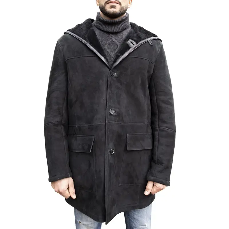 Cappotto In Shearling Da Uomo Nero Eu