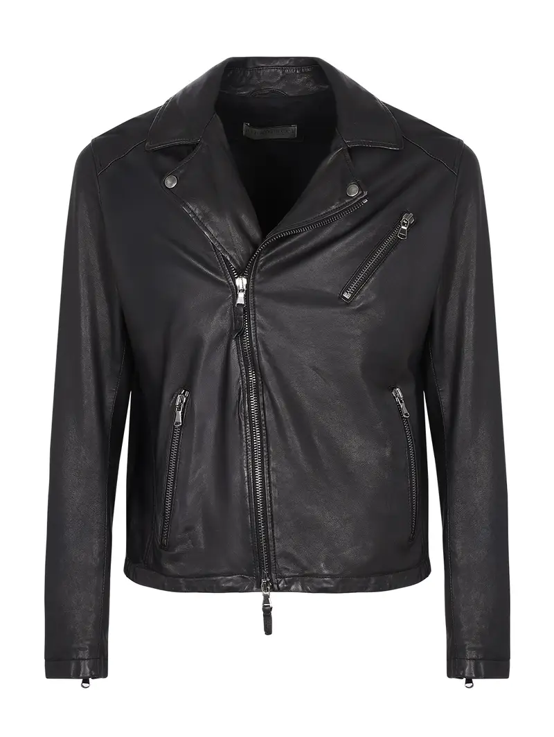 Chiodo In Pelle Nera Nero Eu