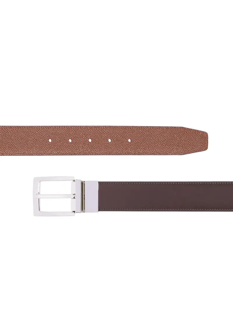 Cintura Pelle Reversibile Su Misura 35mm Marrone/moro