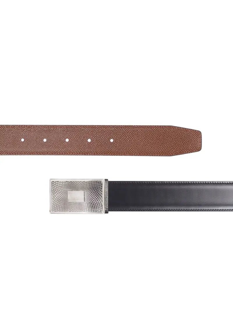 Cintura Reversibile Pelle Su Misura 35 Mm Moro/nero Marrone