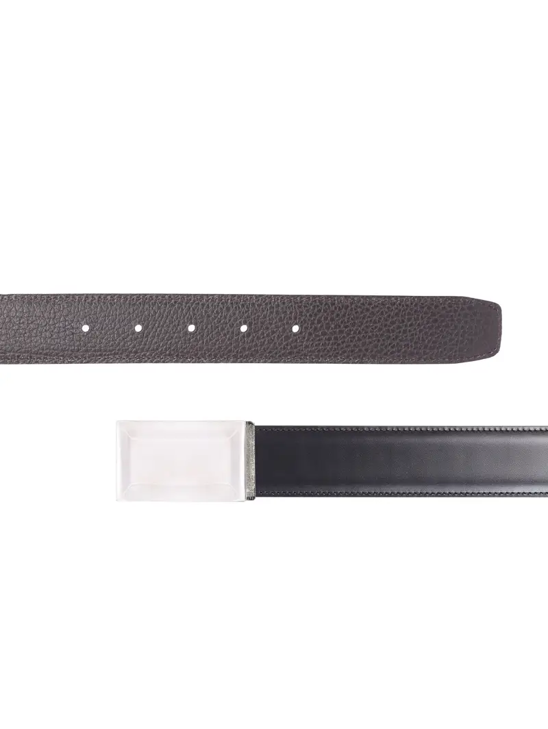 Cintura Reversibile Pelle Su Misura 35mm Moro/nero Marrone