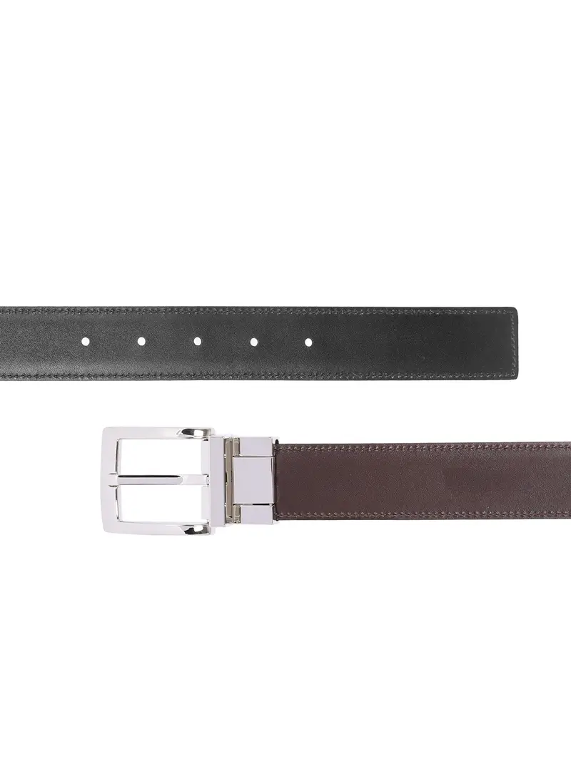 Cintura Reversibile Pelle Su Misura 35mm Moro/nero Marrone