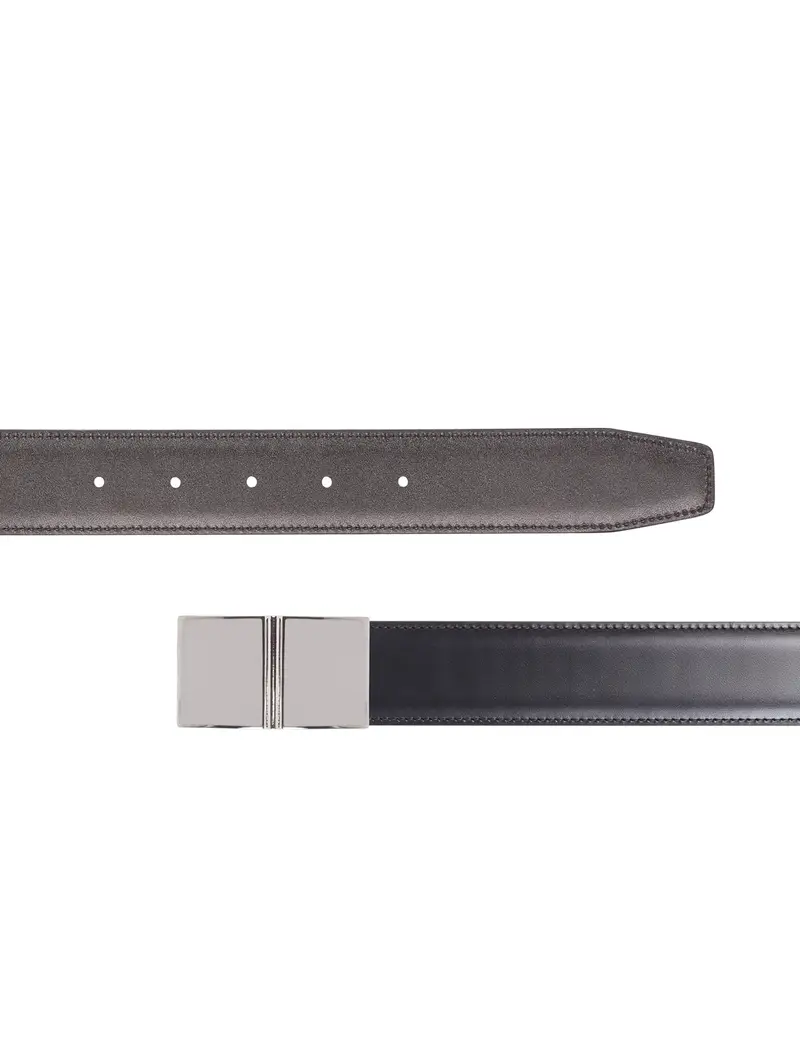 Cintura Reversibile Pelle Su Misura 35mm Moro/nero Marrone