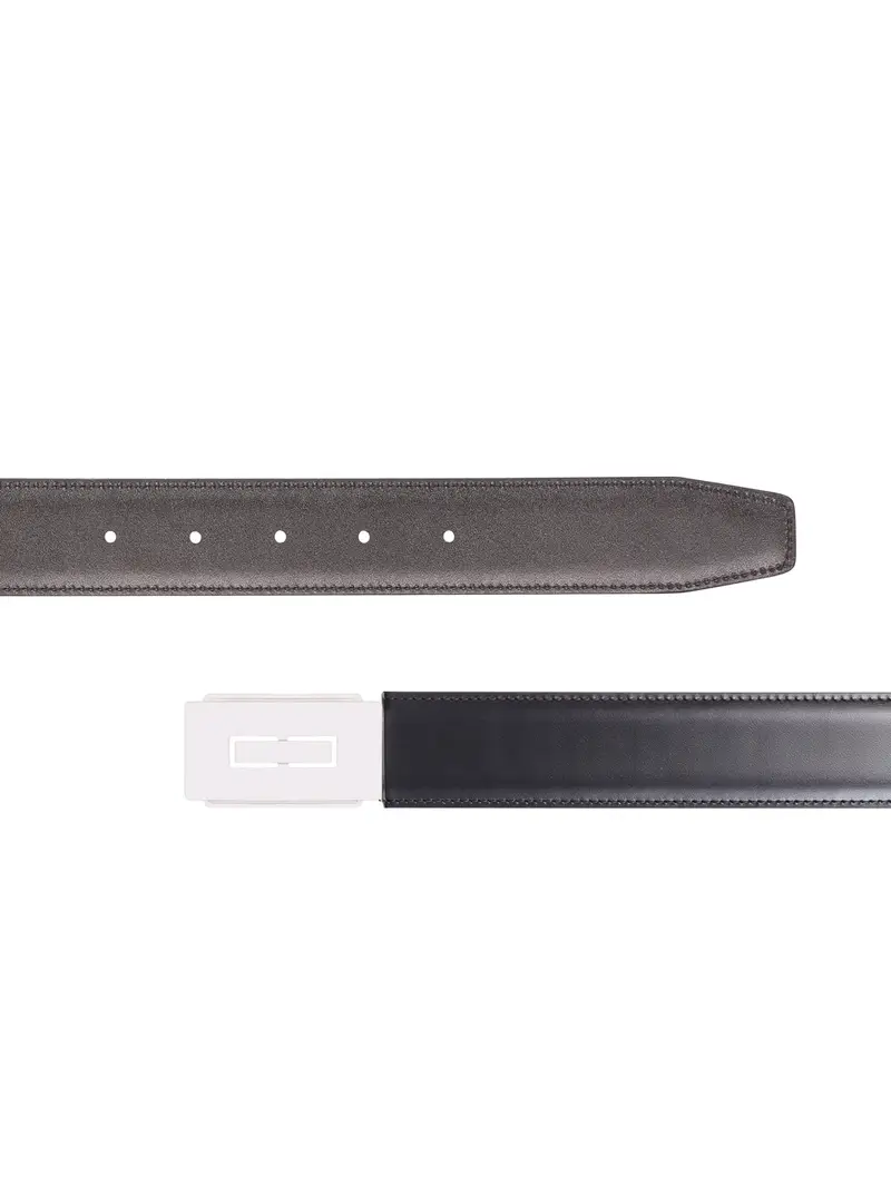 Cintura Reversibile Pelle Su Misura 35mm Moro/nero Marrone