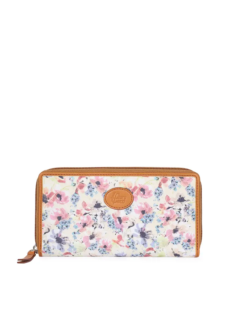 Portafoglio Floreale Tabacco In Pelle Zip Around Marrone