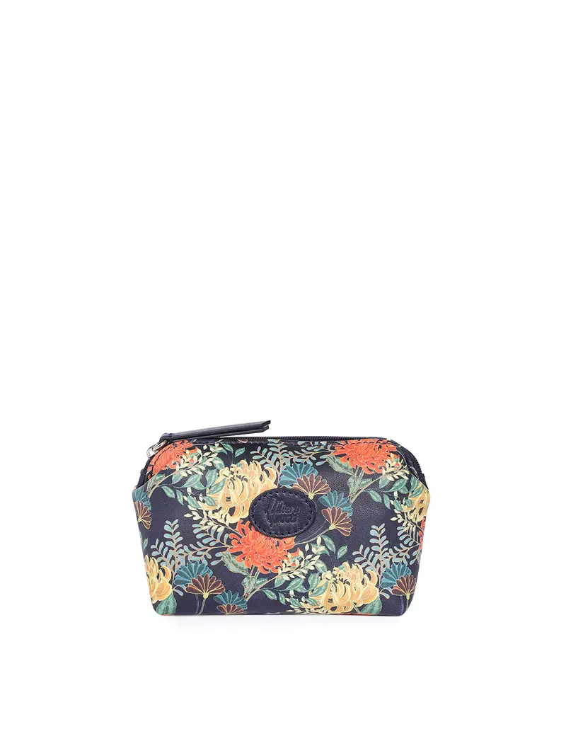 Trousse In Pelle A Fiori Blu