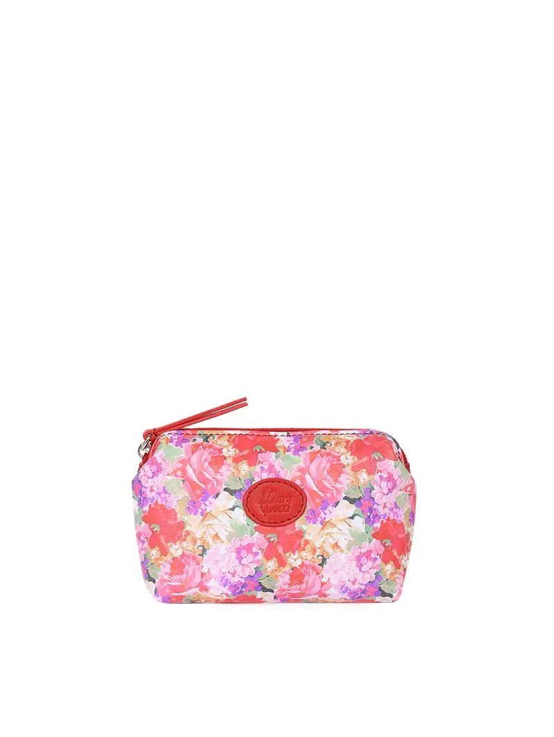 Trousse In Pelle A Fiori Rosso