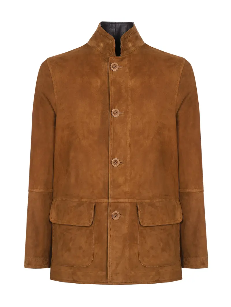 Giacca 3/4 Camoscio Marrone/blu Eu