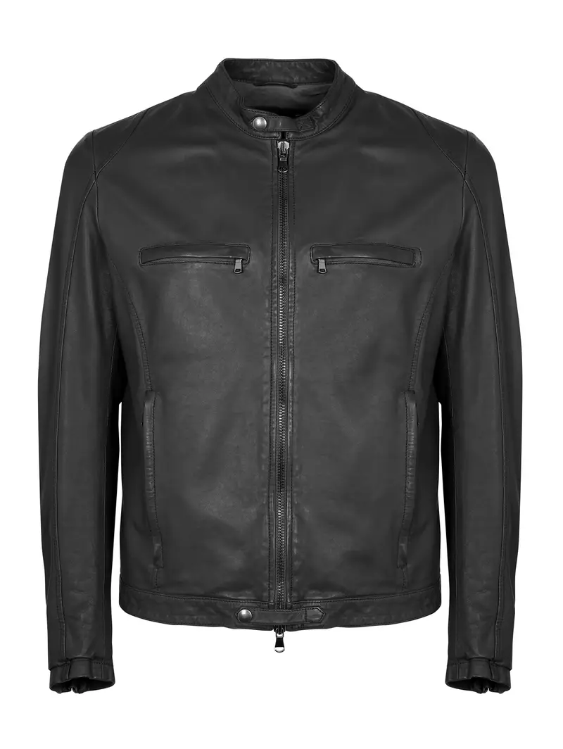 Giacca Biker In Pelle Nera Nero Eu