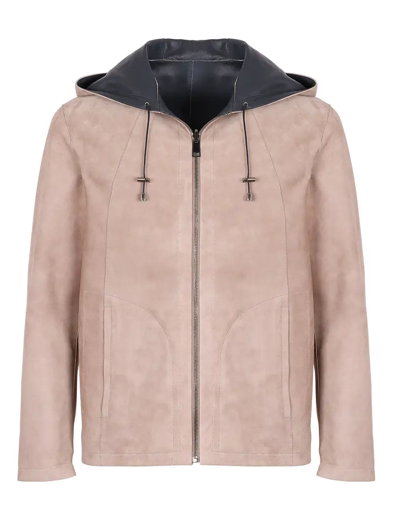 Giacca Classica Reversibile In Pelle Taupe-blu Beige Eu