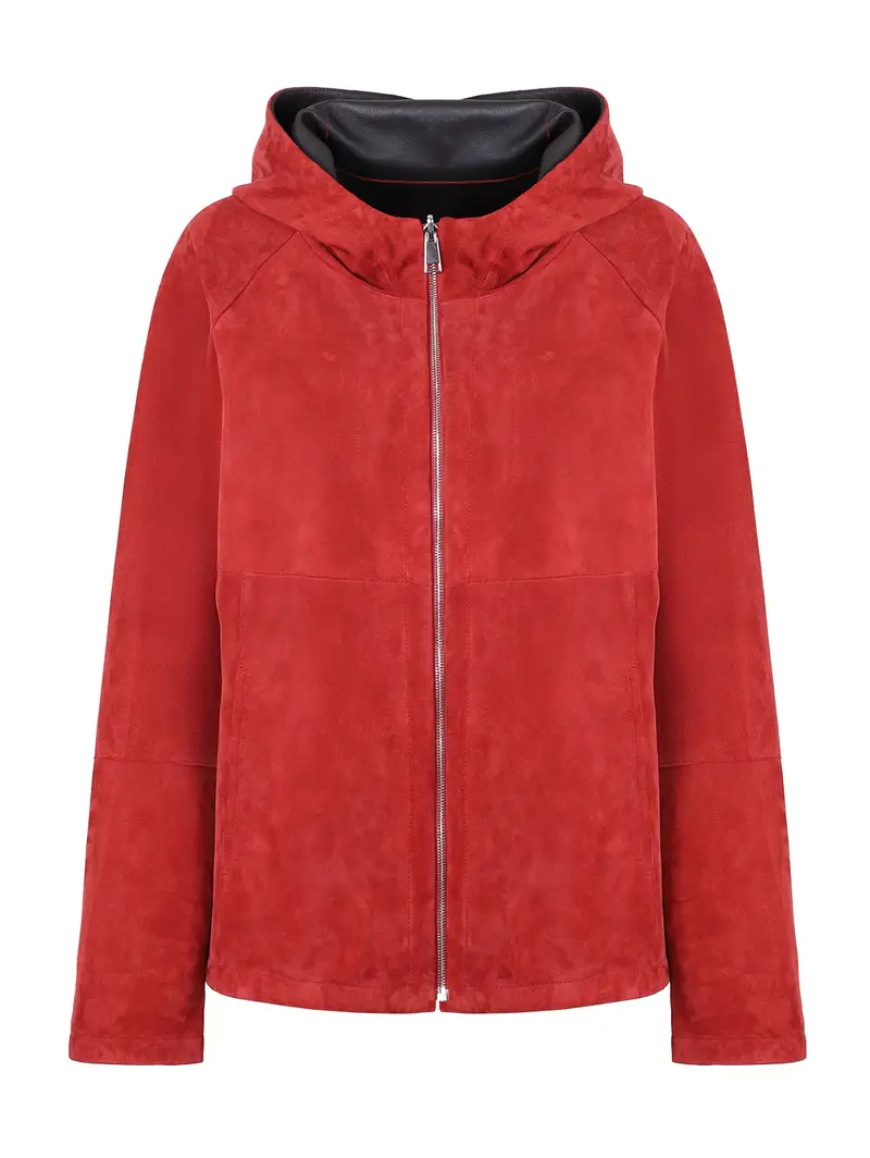 Giacca Con Cappuccio Da Donna Reversibile Rosso-moro Marrone Eu