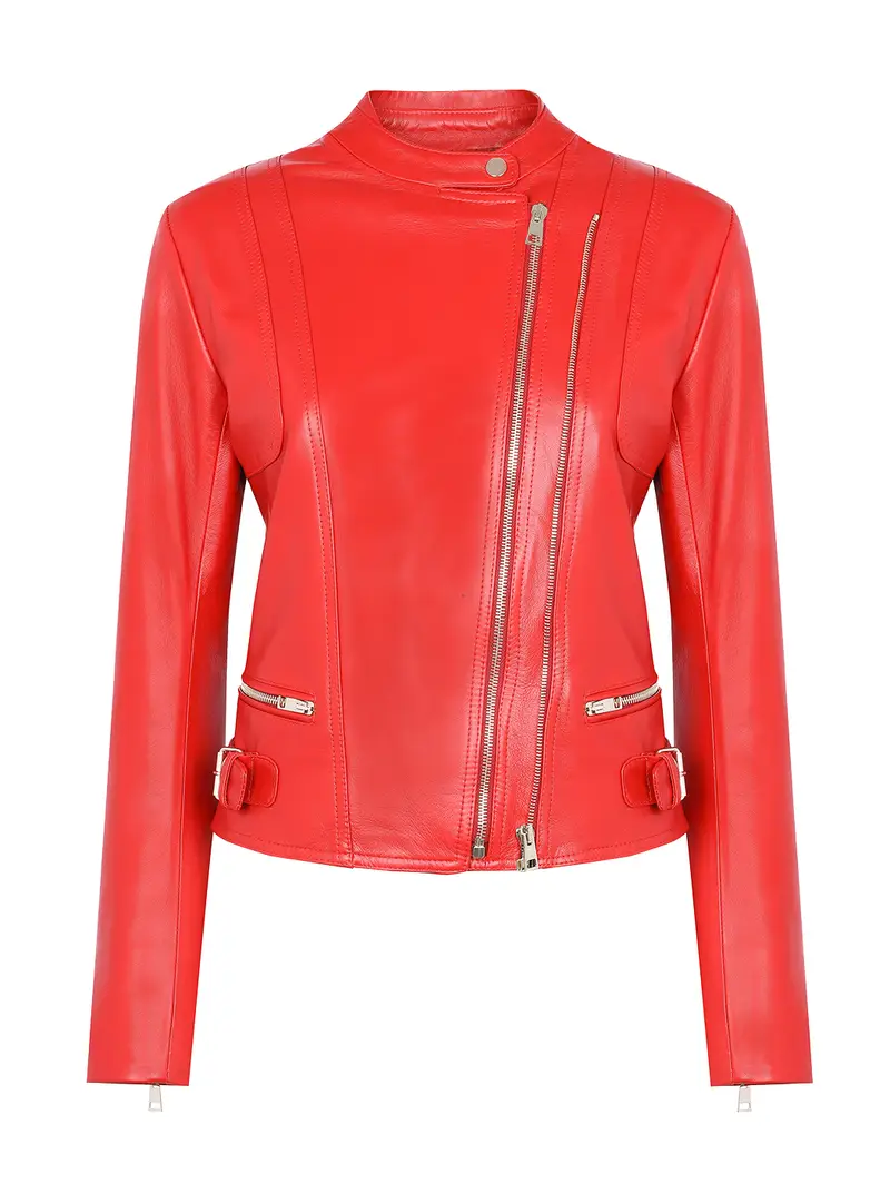 Giacca Corta Con Doppia Cerniera Rosso Eu