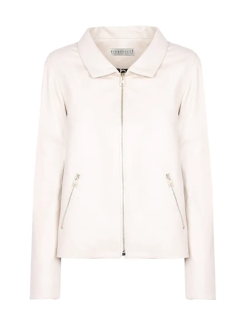 Giacca Corta Scollo Ampio Bianco Latte Eu