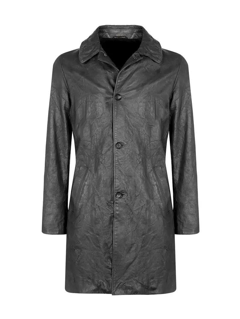 Giacca Lunga Stropicciata Da Uomo Nero Eu