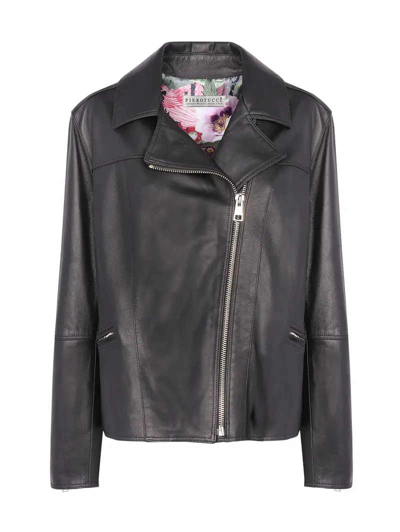 Giacca Nera Calibrata Con Zip Asimmetrica Eu