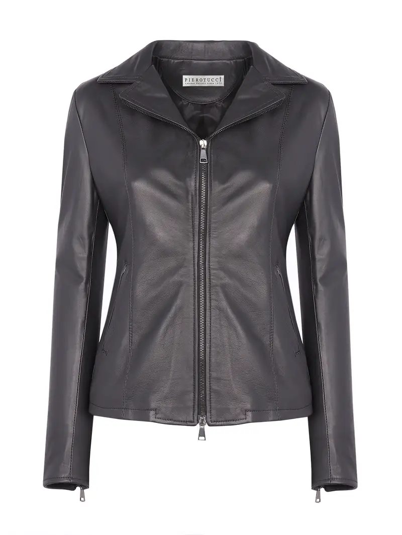 Giacca Nera Classica Con Zip Colletto Alla Francese Nero Eu