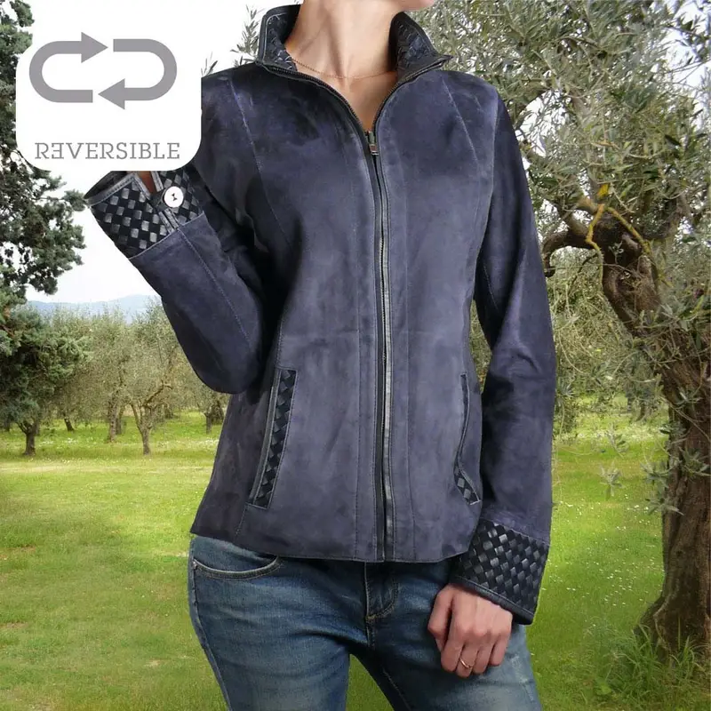 Giacca Reversibile Con Intreccio Blu Notte Eu
