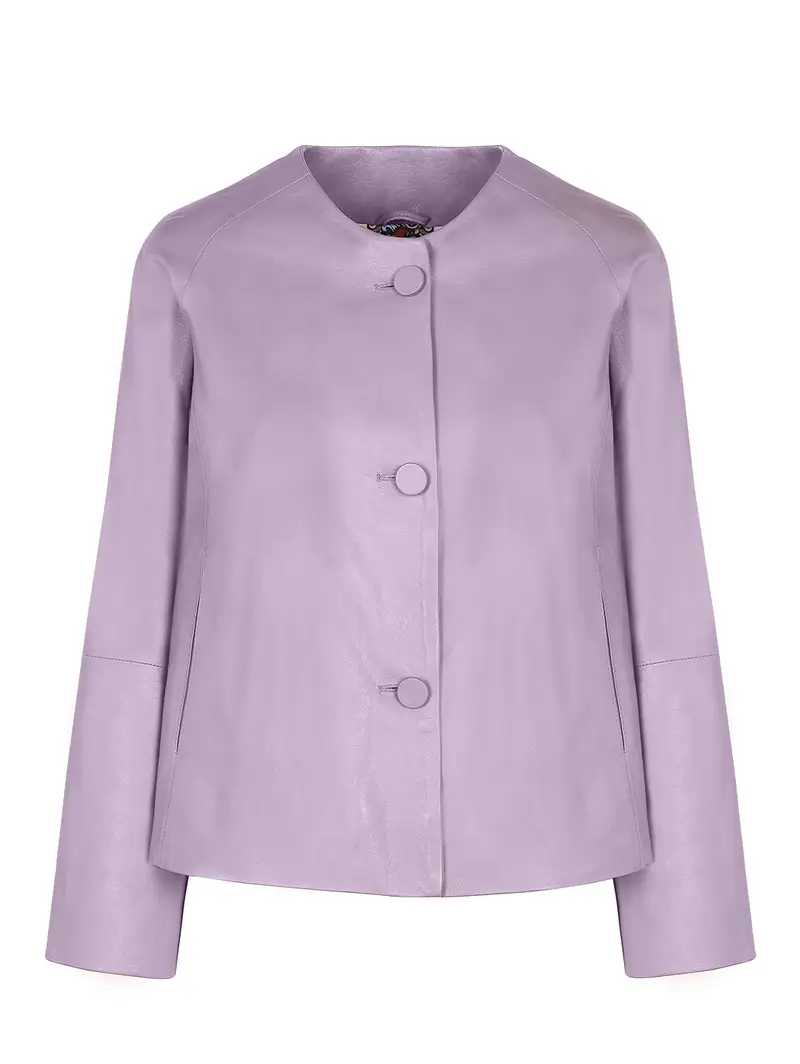Giacca Svasata Classica In Pelle Glicine Viola Rosa Eu