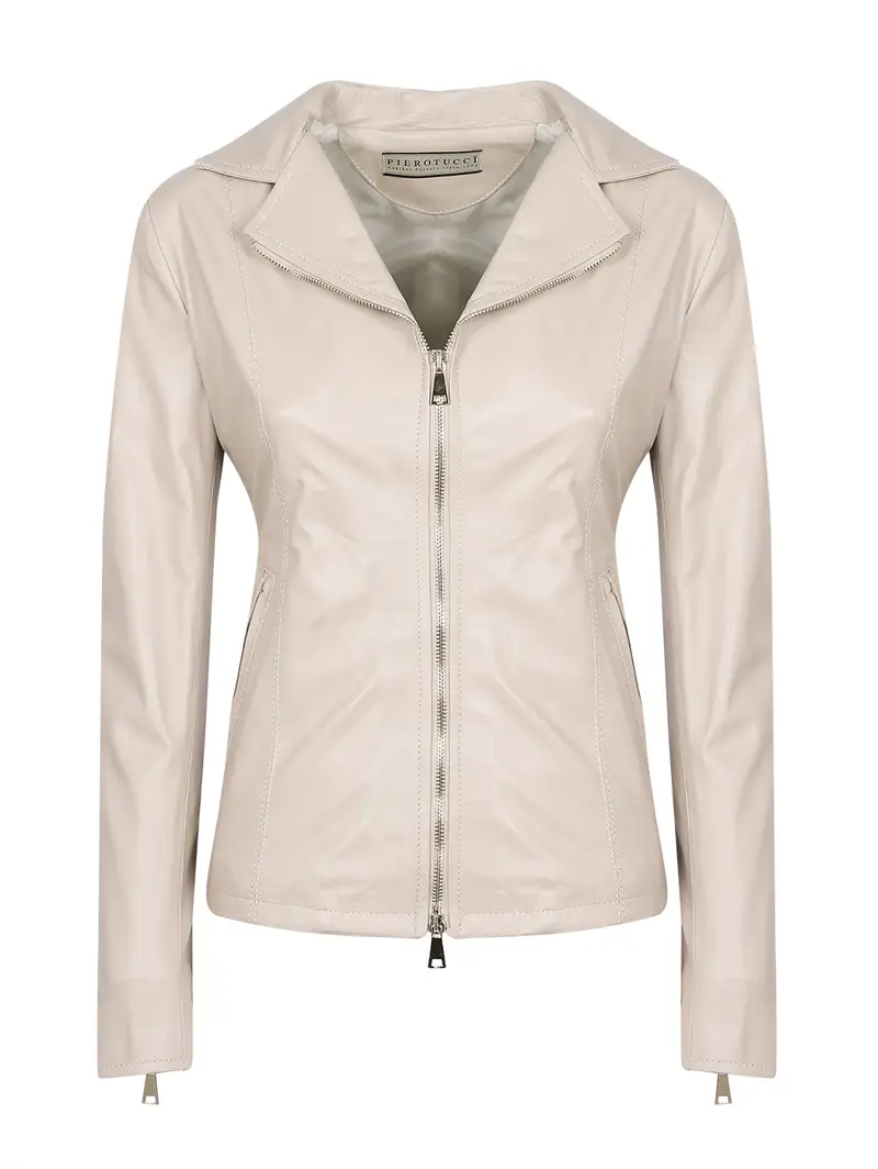 Giacca Taupe Classica Con Zip Colletto Alla Francese Beige Eu