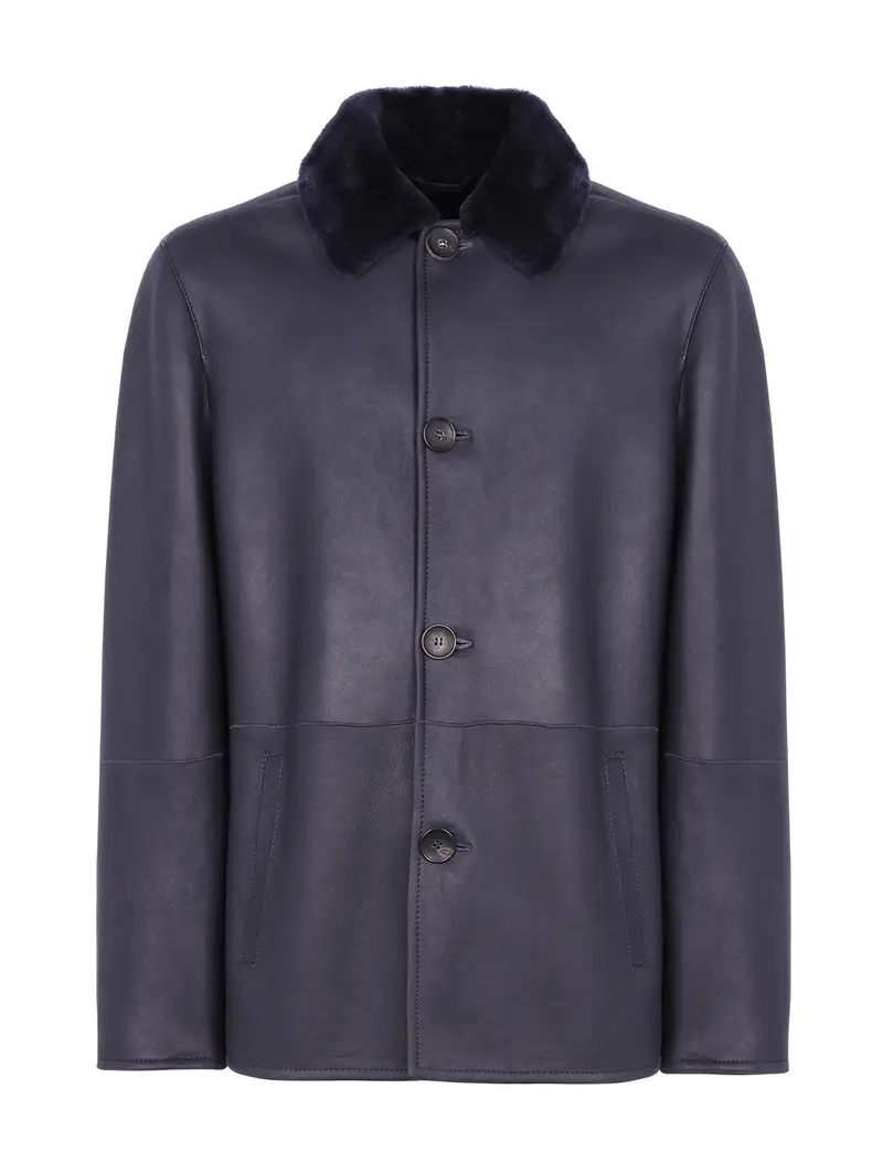 Giacca Trequarti Shearling Blu Eu