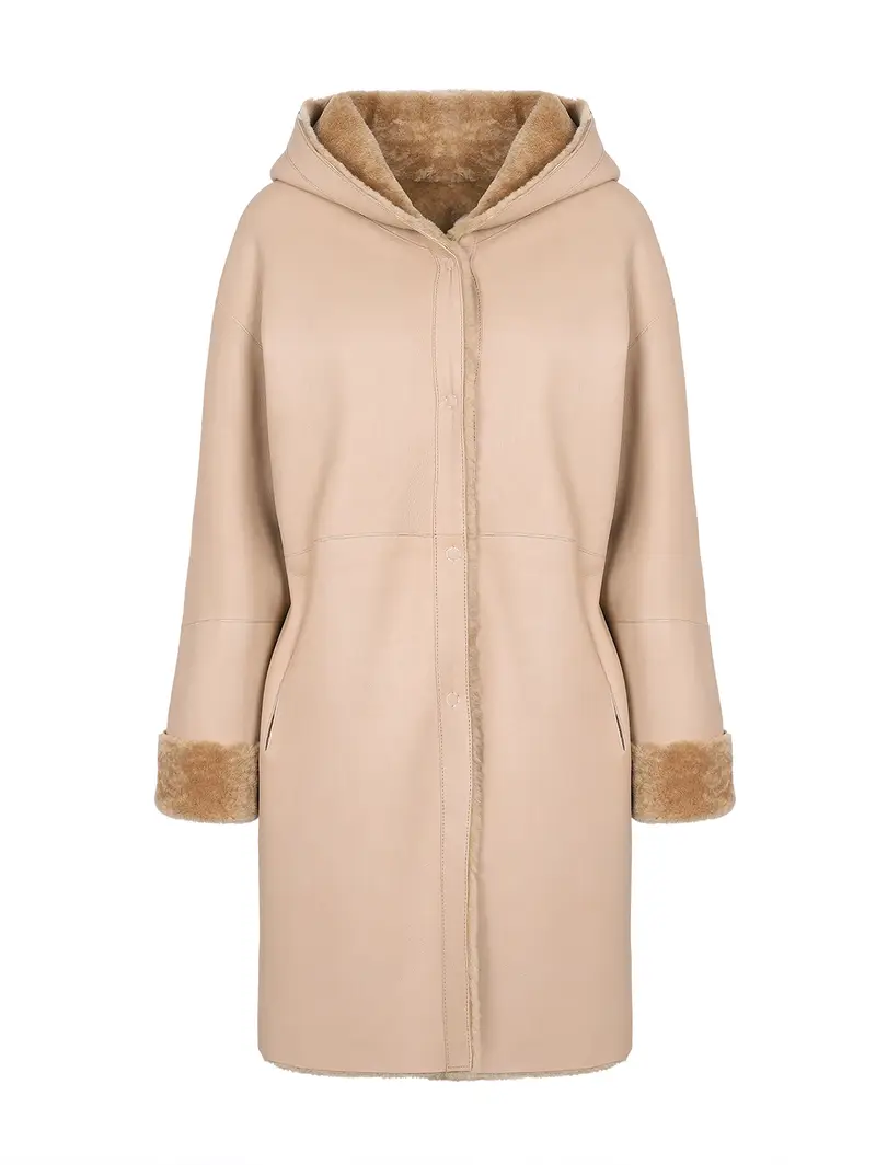 Giaccone Beige Reversibile In Shearling Eu