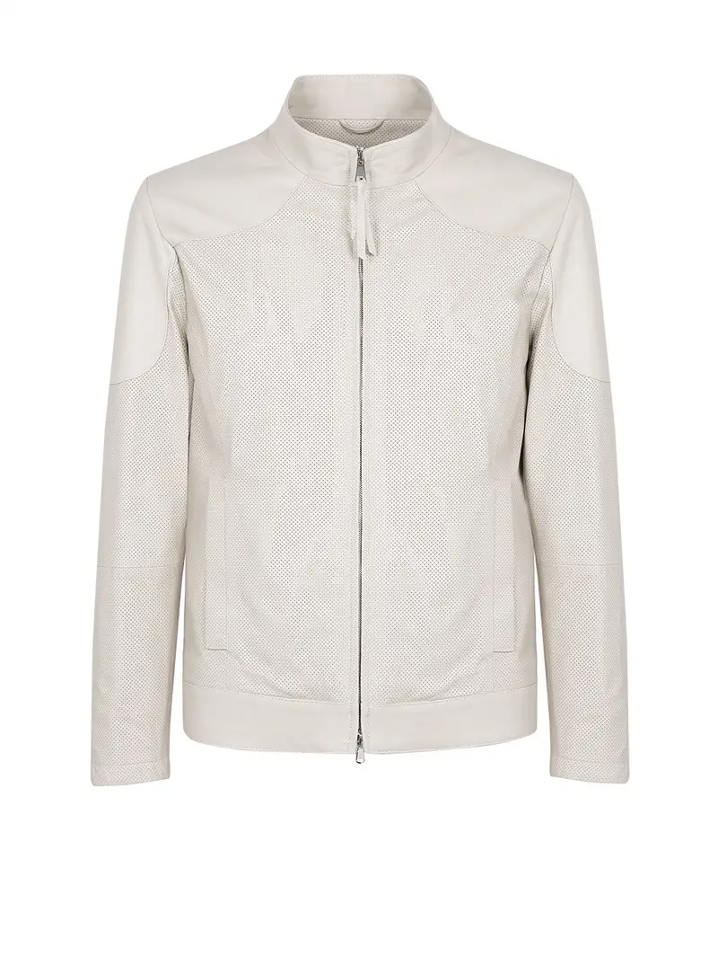 Giubbino Biker Pelle Beige Eu