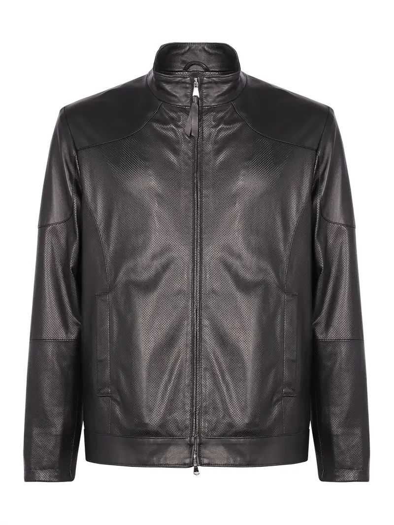 Giubbino Biker Pelle Nero Eu