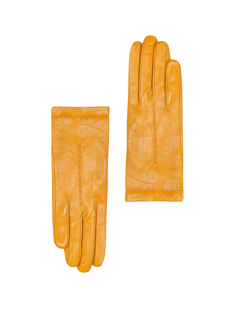 Guanti Gialli In Pelle Seta Giallo