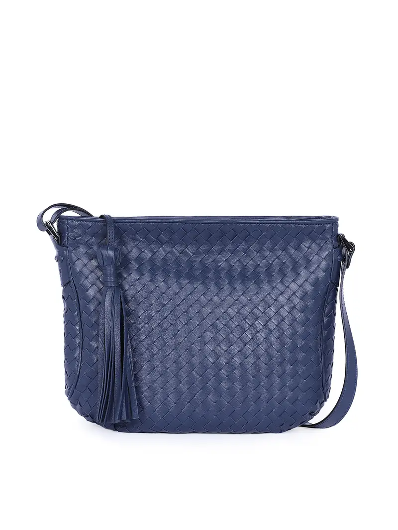 Borsa Intrecciata Tracolla Blu