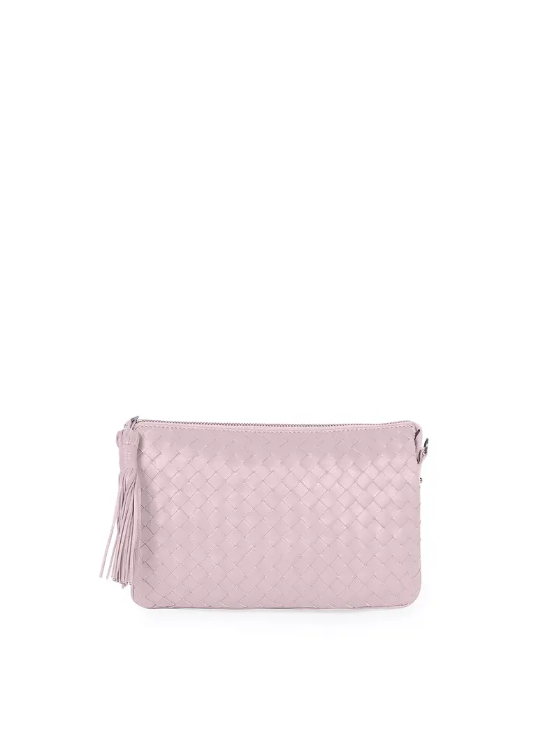 Borsa Scomparti Pelle Intrecciata Rosa