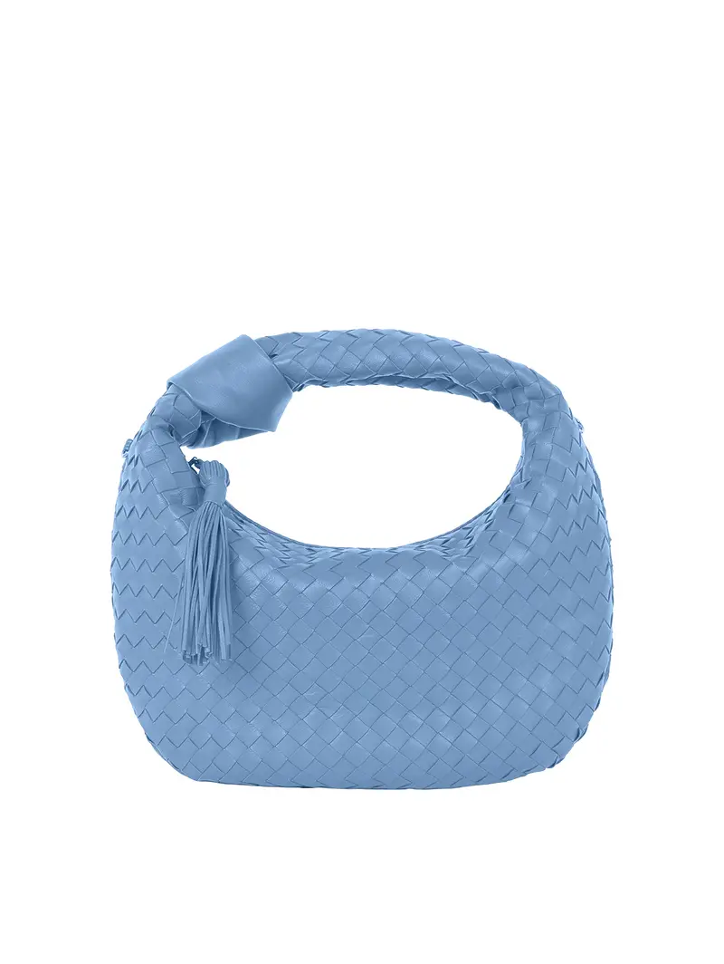 Borsetta Mano Tonda Pelle Intrecciata Marino Rosso