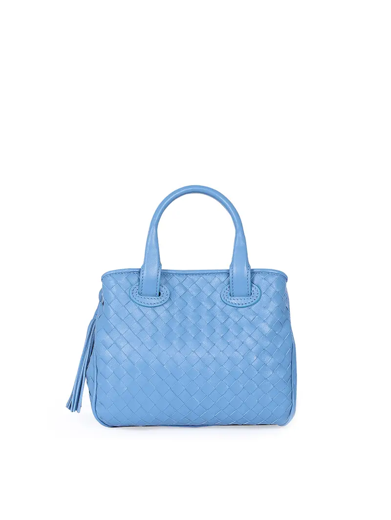 Borsetta Pelle Intrecciata Azzurra Azzurro