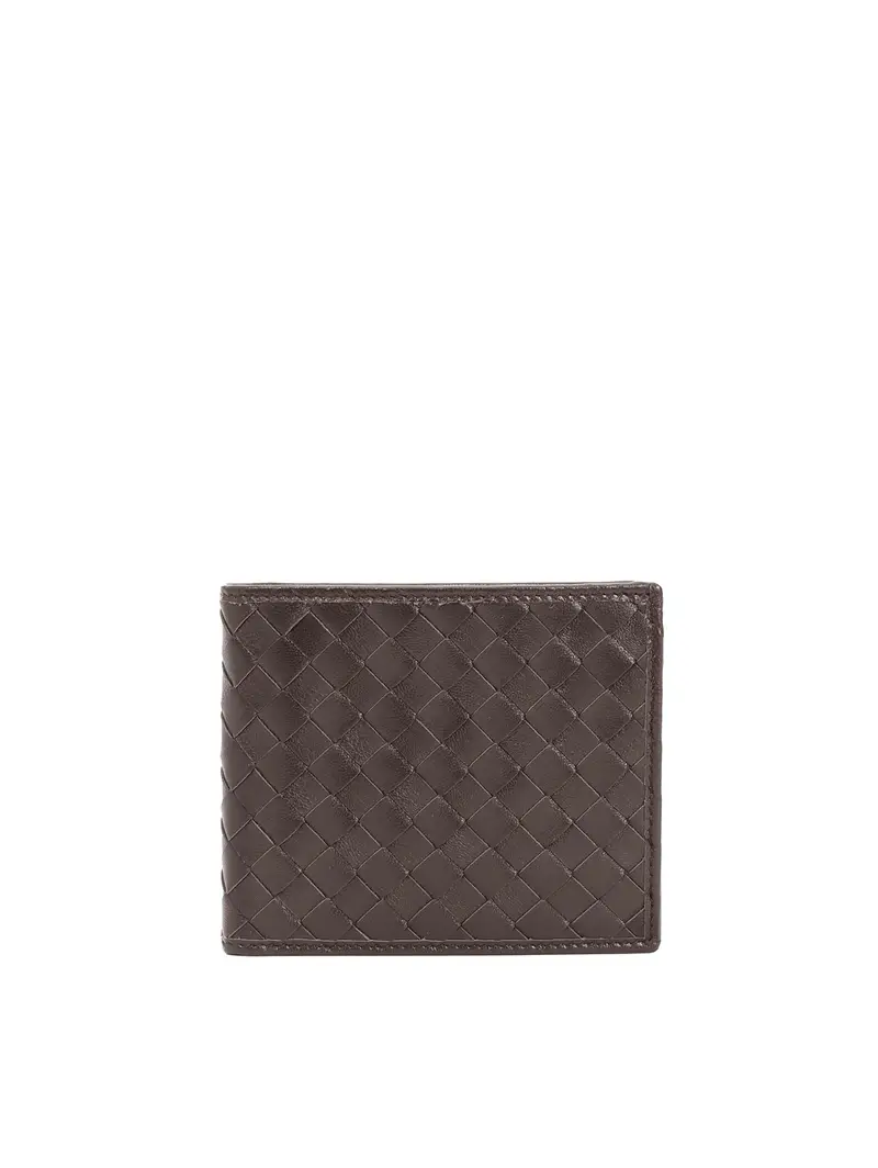 Portafoglio Intrecciato Pelle Di Agnello Marrone