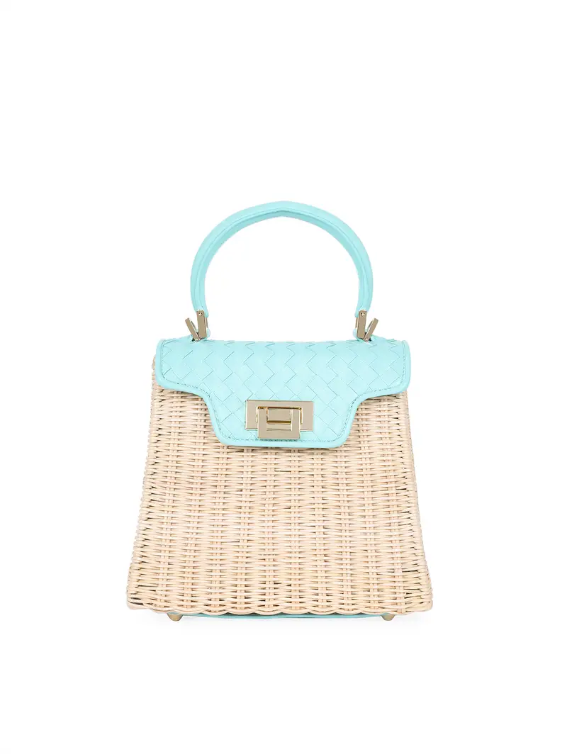 Borsa Pelle Verde Acqua Azzurro