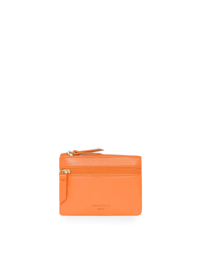 Portacarte Con Doppia Zip Arancio Arancione
