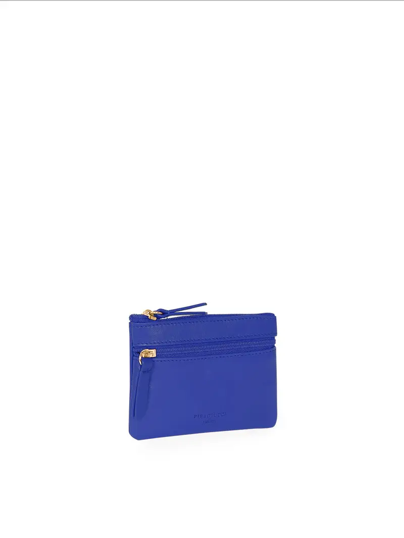 Portacarte Con Doppia Zip Blu