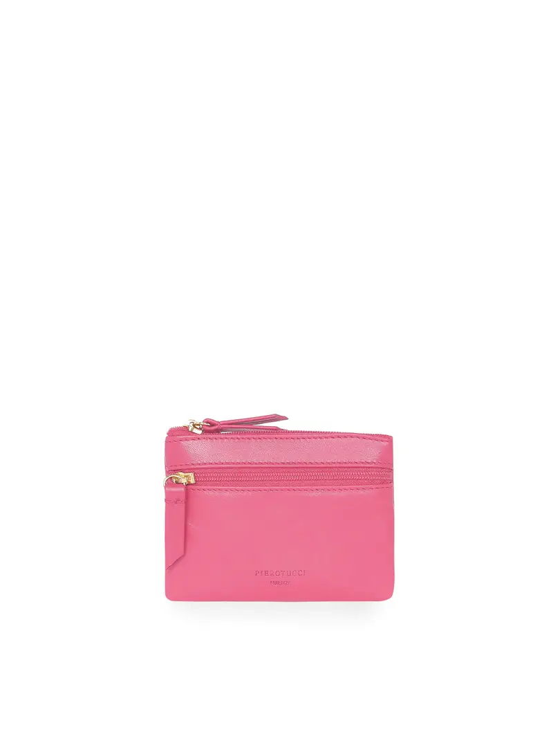 Portacarte Con Doppia Zip Rosa