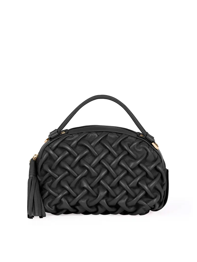 Borsa Mini Pelle Plissé Nero