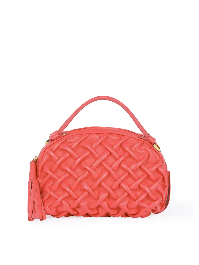 Borsa Mini Pelle Plissé Rosso