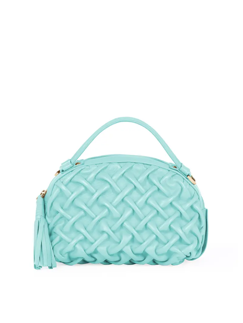 Borsa Mini Pelle Plissé Verde Acqua Azzurro