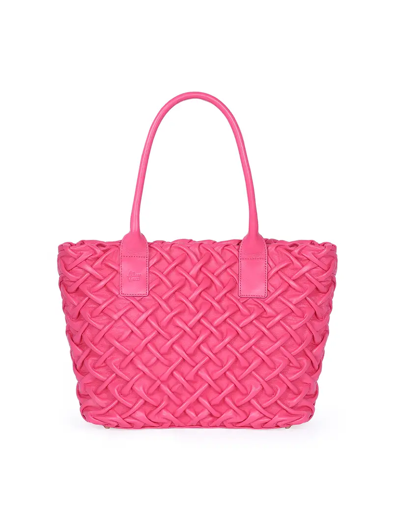 Borsa Shopper Carrè Punto Smock Fuxia Viola Rosa