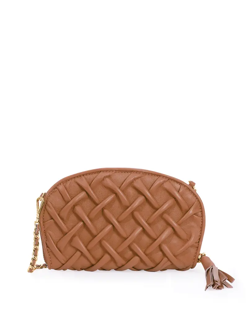 Borsetta Mano Con Porta Tessere In Pelle Cuoio Marrone