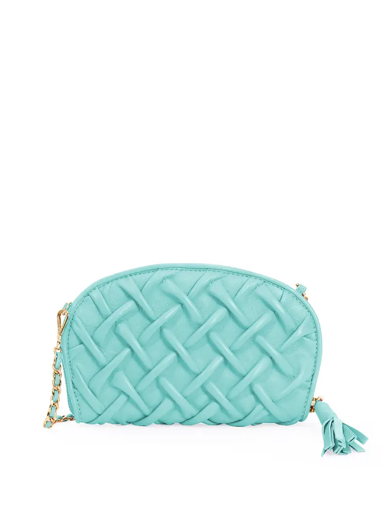 Borsetta Mano Con Porta Tessere In Pelle Verde Acqua Azzurro