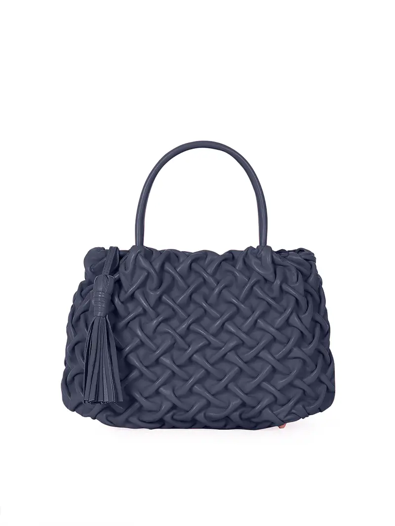 Borsetta Mano Plissettata Blu Carta Zucchero