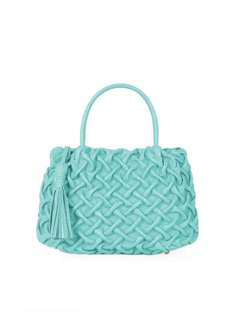 Borsetta Mano Plissettata Verde Acqua Azzurro